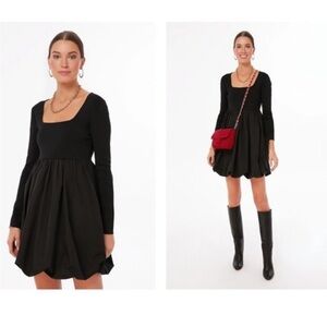 HYACINTH HOUSE NEW Black Bubble Skirt Cecilia Long Sleeve Mini Dress Size Small